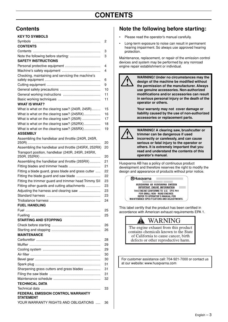 English Leather 245R/RX User Manual | Page 3 / 43