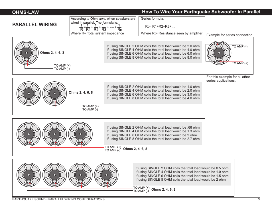 Ohms-law parallel wiring, How to wire your earthquake subwoofer in parallel | Earthquake Sound TREMORX15-4/15-8 User Manual | Page 3 / 8