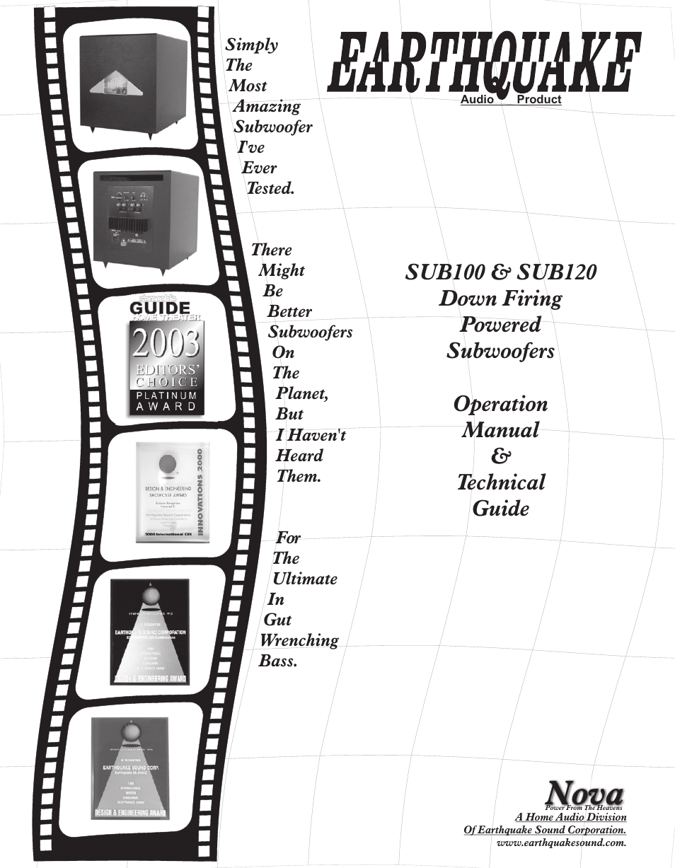 Earthquake Sound SUB100 User Manual | 8 pages