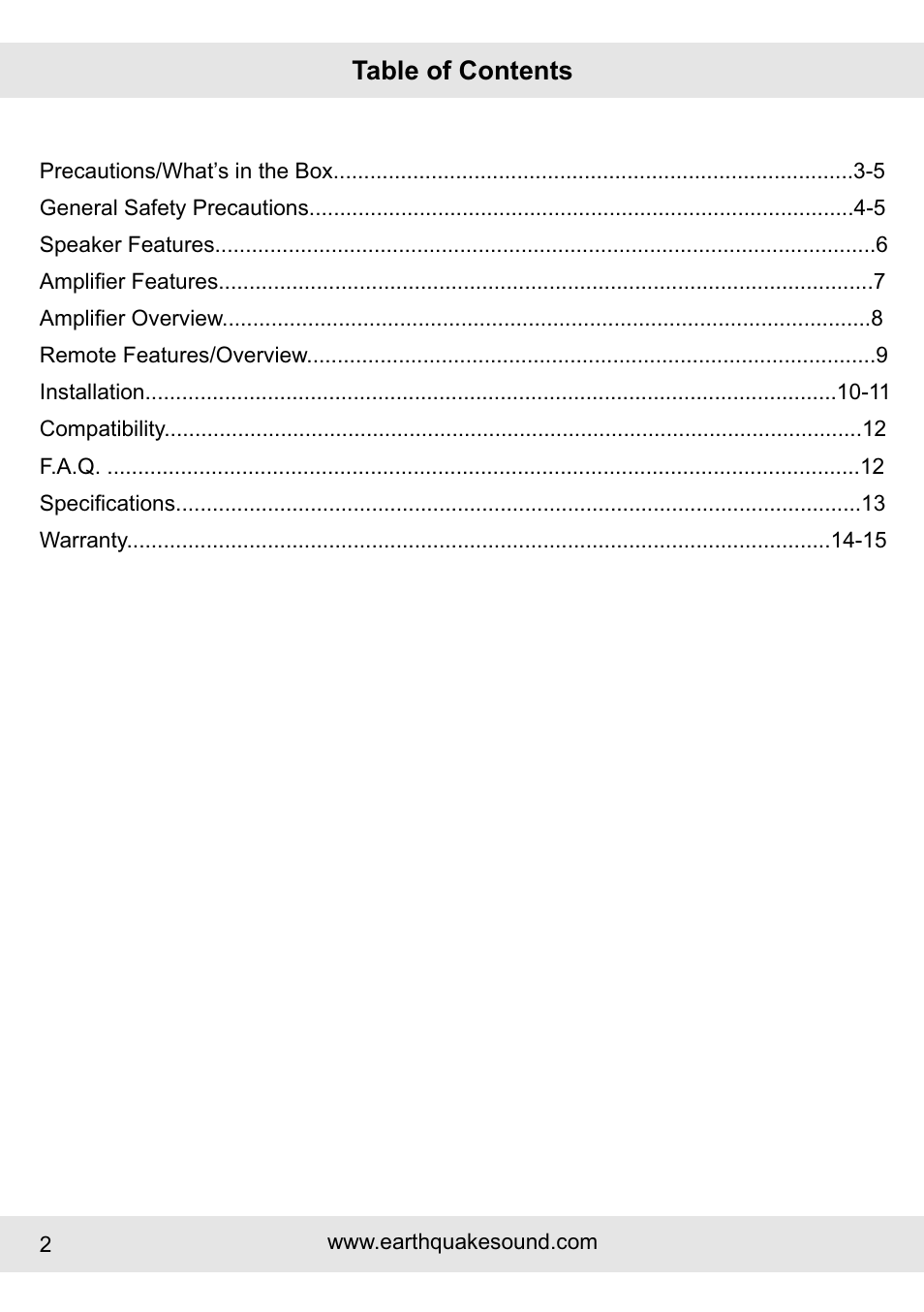 Earthquake Sound IQUAKE IQ-52W User Manual | Page 2 / 16