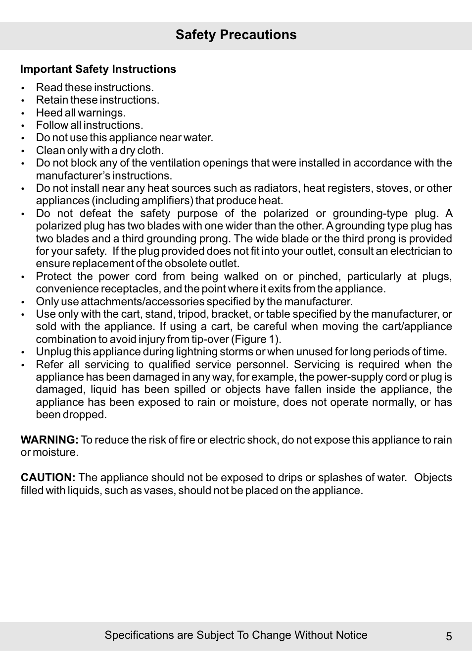 Safety precautions | Earthquake Sound IQUAKE IQ-52W User Manual | Page 5 / 16