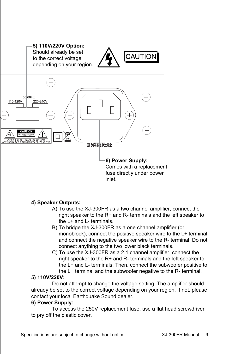 Earthquake Sound XJ-300 FR User Manual | Page 9 / 20