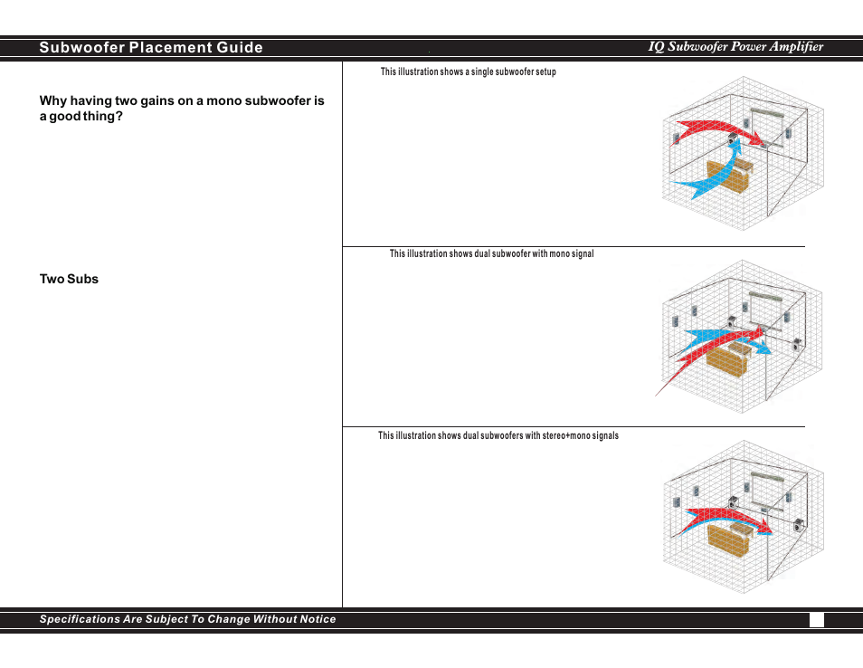 Subwoofer placement guide | EarthQuake IQ-1500R User Manual | Page 4 / 12