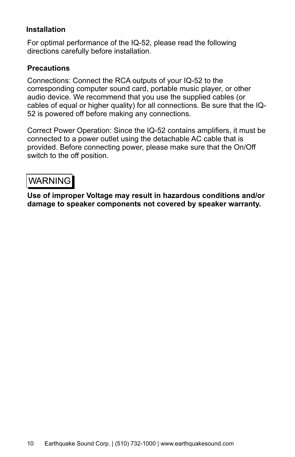 Earthquake Sound IQ-52R User Manual | Page 10 / 16