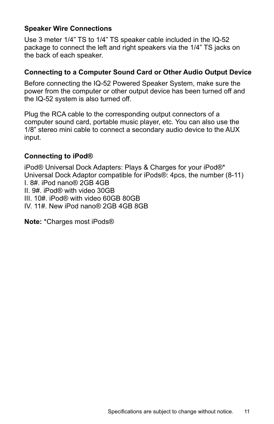 Earthquake Sound IQ-52R User Manual | Page 11 / 16