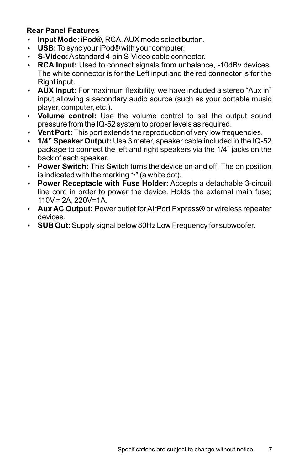 Earthquake Sound IQ-52R User Manual | Page 7 / 16