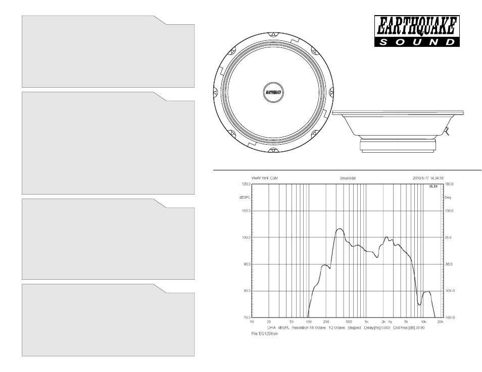 Earthquake Sound EQ12S8 User Manual | 1 page