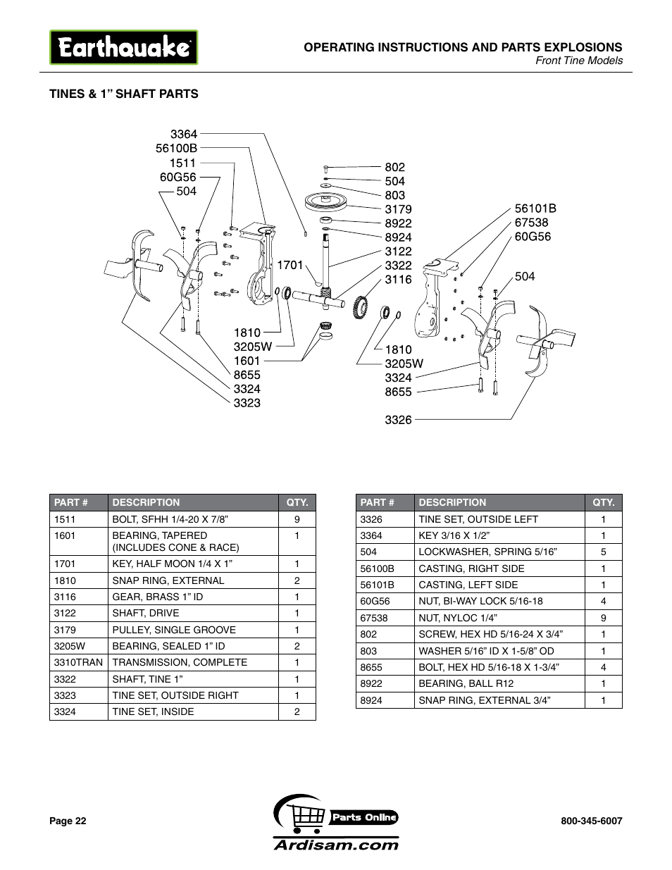 Earthquake Sound ROTOTILLERS User Manual | Page 22 / 24