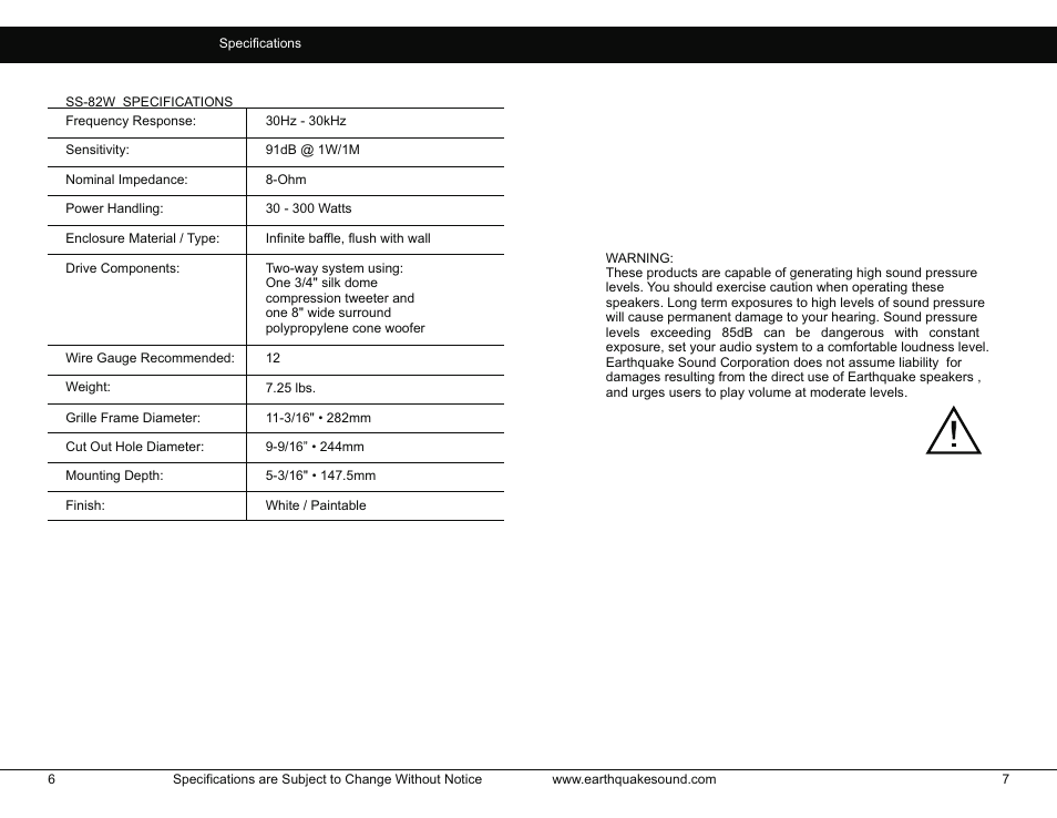 EarthQuake SS-82W User Manual | Page 4 / 4