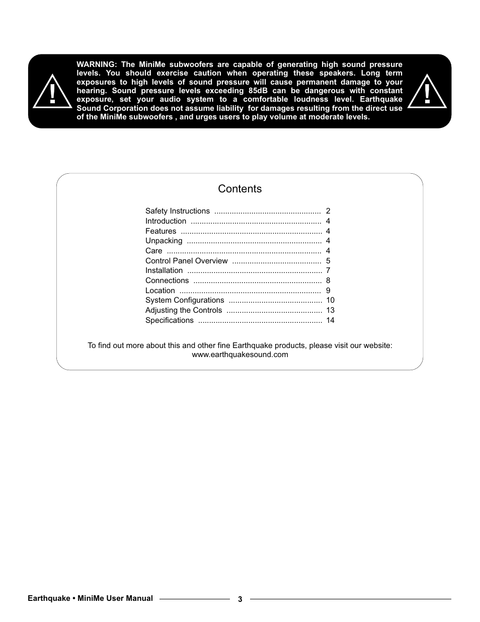 Earthquake Sound MiniMe P10 User Manual | Page 3 / 16