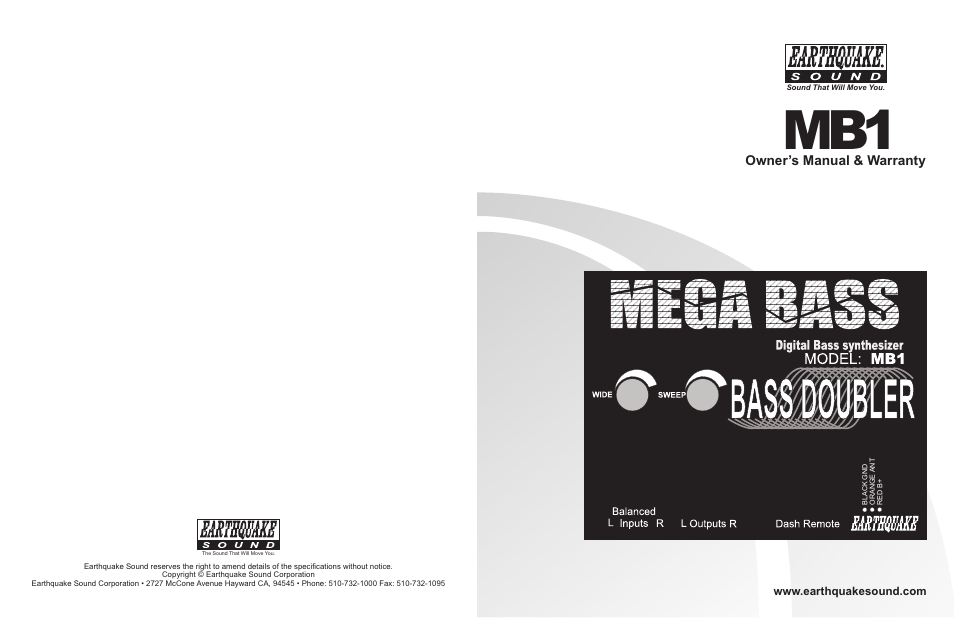 EarthQuake Mega Bass Enhancer MB-1 User Manual | 6 pages