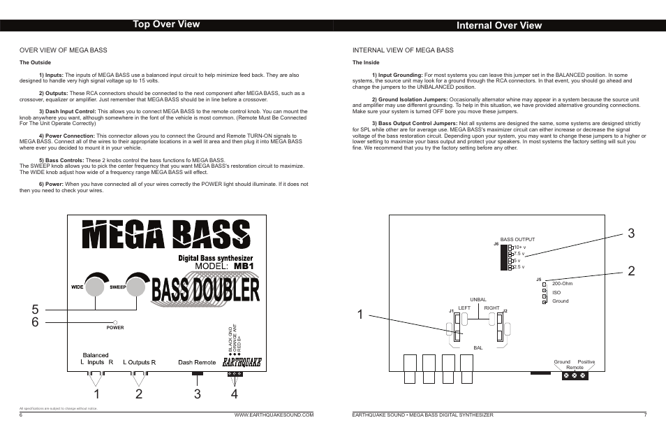 Top over view internal over view | EarthQuake Mega Bass Enhancer MB-1 User Manual | Page 4 / 6