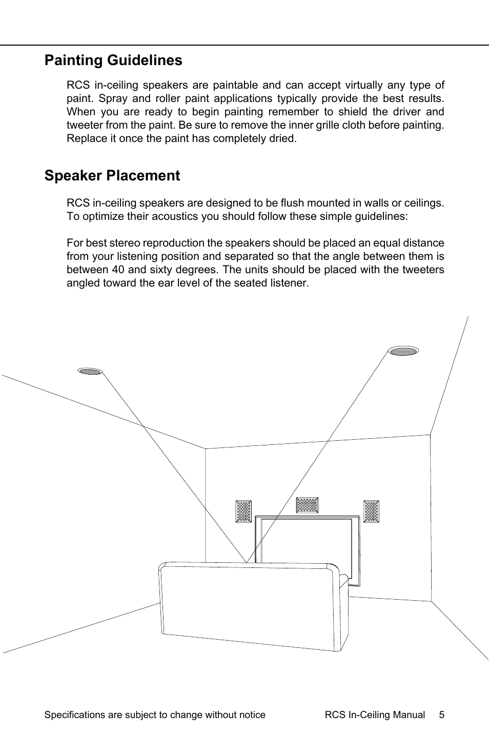 Painting guidelines speaker placement | Earthquake Sound RCS-800 User Manual | Page 5 / 12