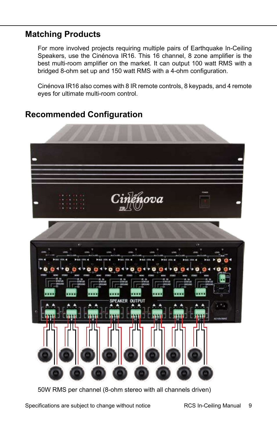 Matching products, Recommended configuration | Earthquake Sound RCS-800 User Manual | Page 9 / 12