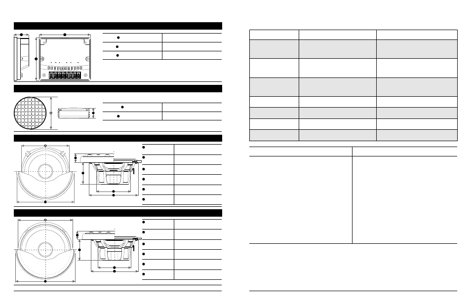 Vtek matched component specifications, Vtek-mc5 included components and parts, Vtek-mc6 included components and parts | Vtek-25c dimensions, Vtek-5c dimensions, Vtek-6c dimensions | EarthQuake VTEK-42 User Manual | Page 3 / 6