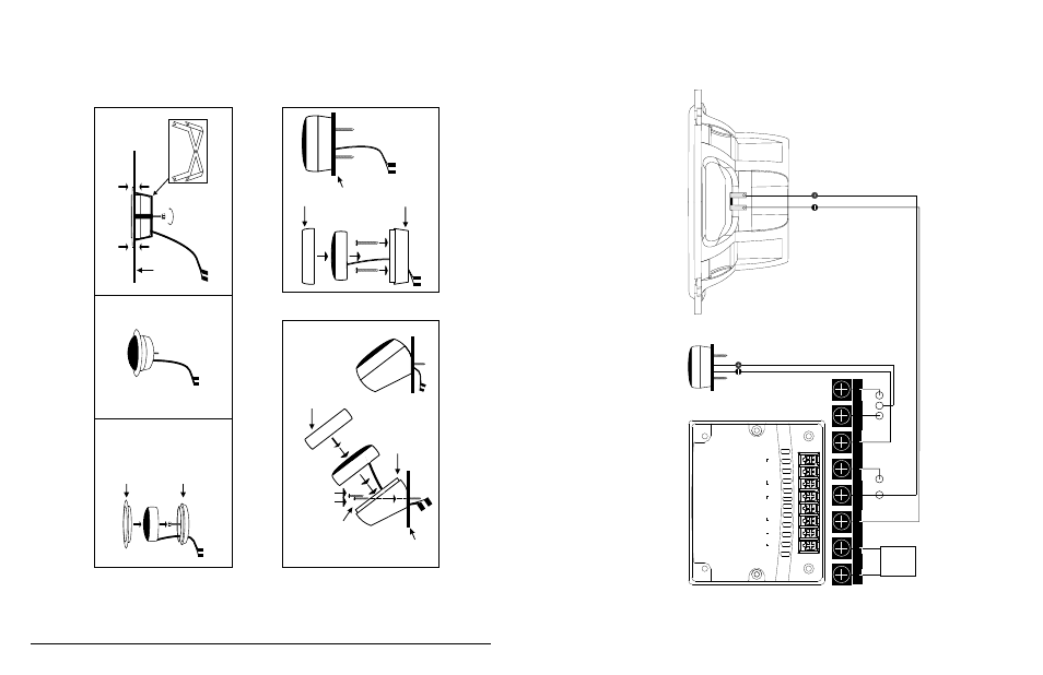 Flush mount assembly flush mount installation, Angle mount assembly & installation, Component set w iring diagram | EarthQuake VTEK-42 User Manual | Page 6 / 6