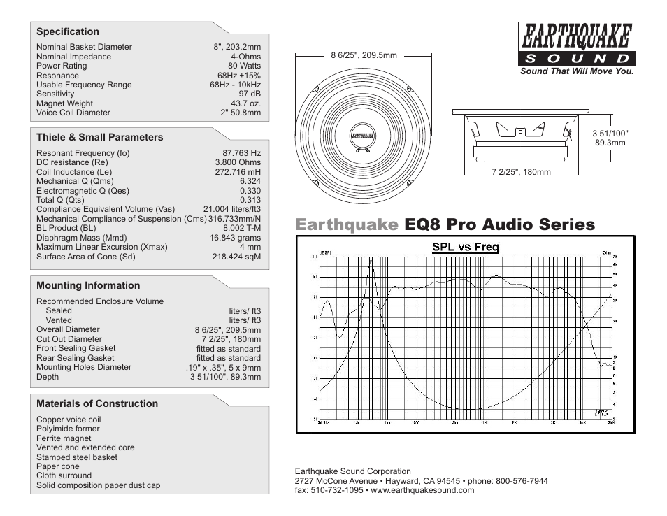 Earthquake Sound EQ8 User Manual | 1 page