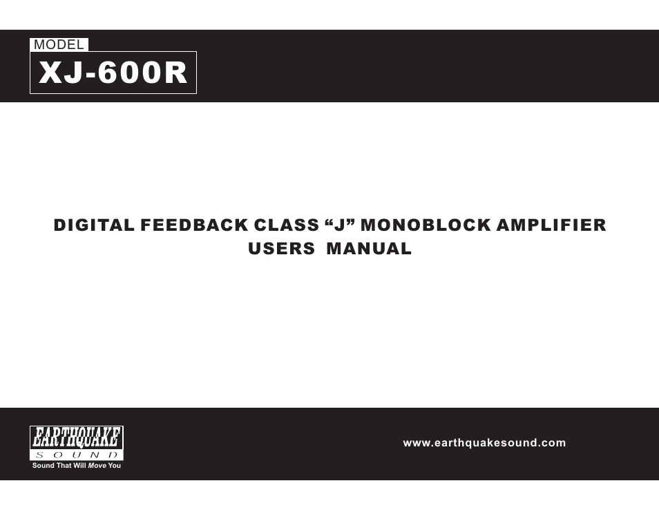 Earthquake Sound XJ-600R User Manual | 12 pages