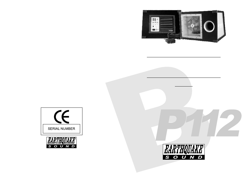 Earthquake Sound BP112 User Manual | 6 pages