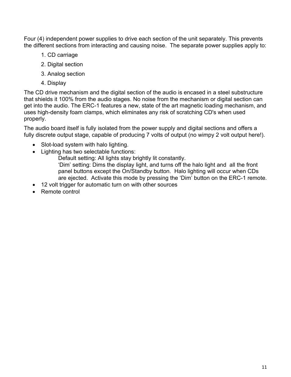 Key erc-1 features | Emotiva ERC-1 User Manual | Page 11 / 23