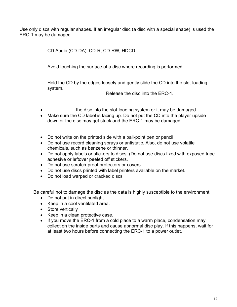 Disc handling | Emotiva ERC-1 User Manual | Page 12 / 23