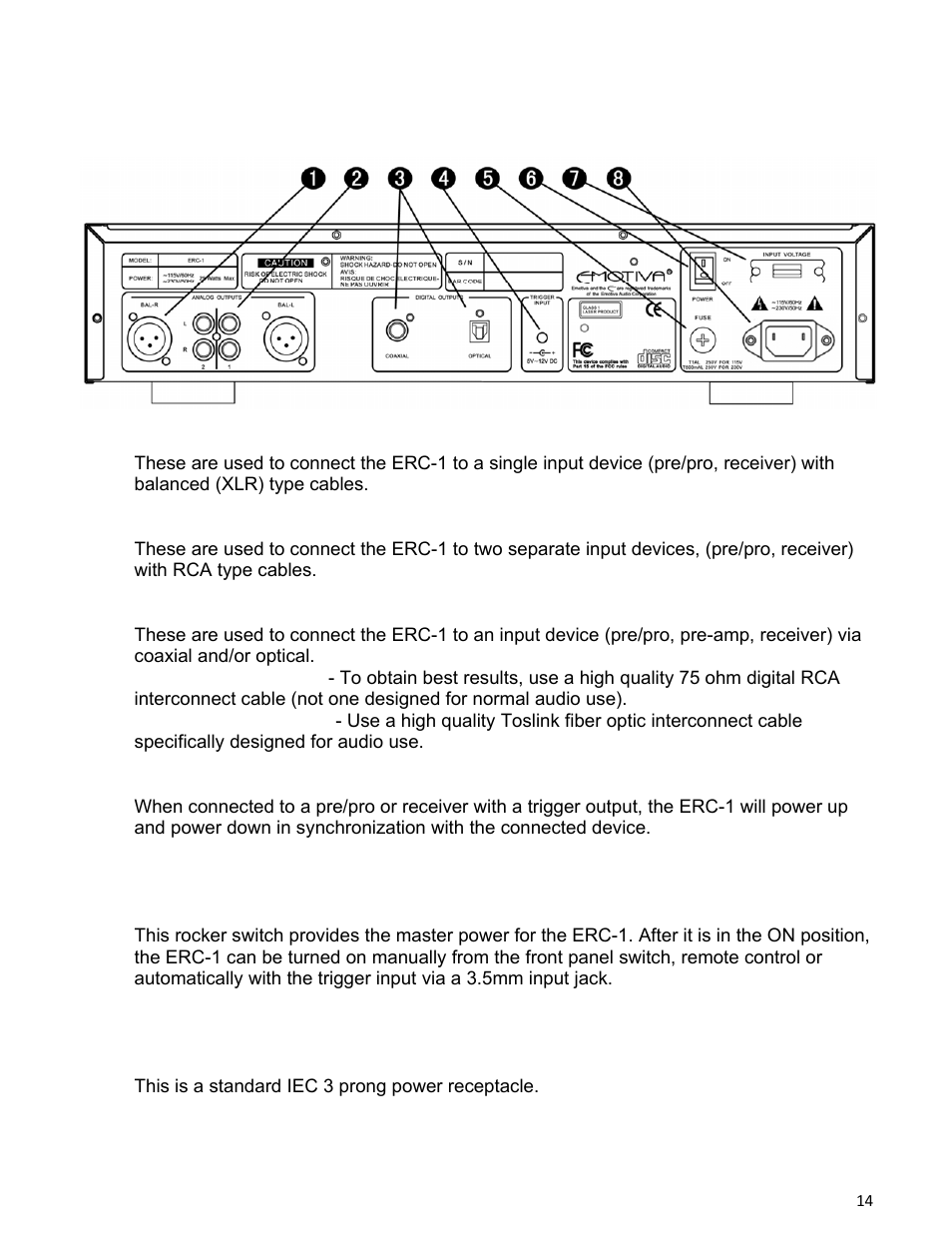 Rear panel layout | Emotiva ERC-1 User Manual | Page 14 / 23