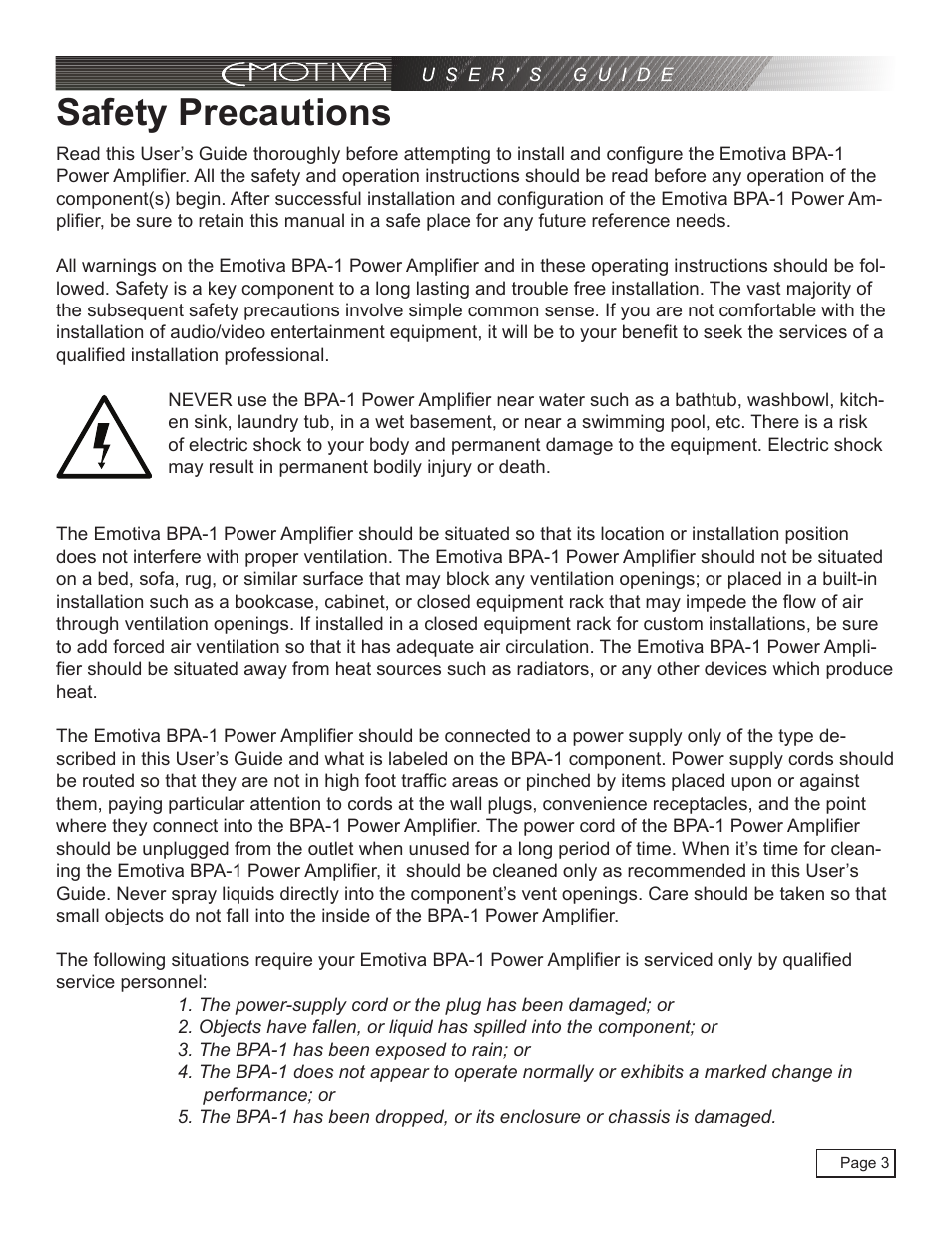 Safety precautions | Emotiva pmn User Manual | Page 3 / 16