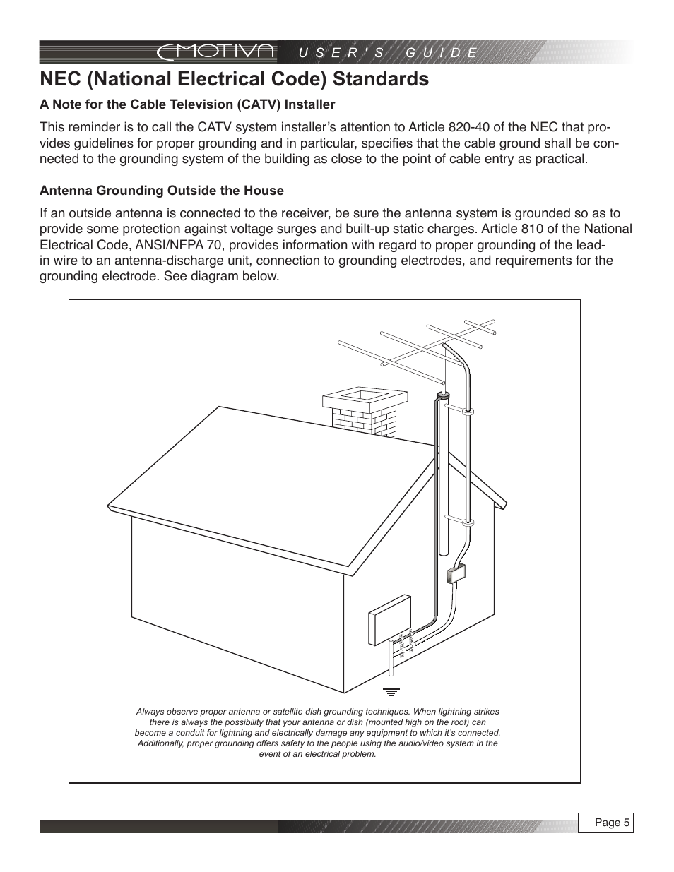 Nec (national electrical code) standards | Emotiva pmn User Manual | Page 5 / 16
