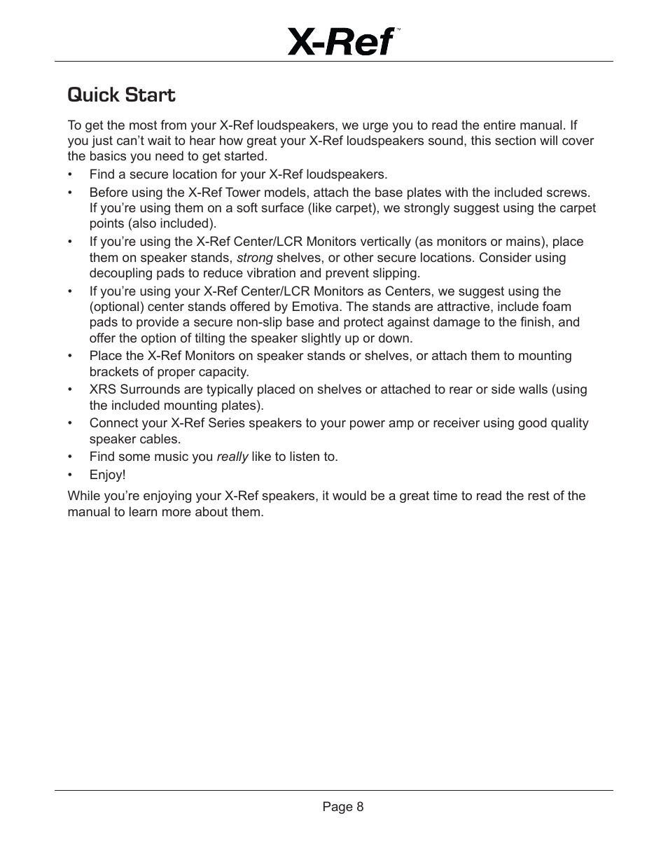 Quick start | Emotiva X-Ref User Manual | Page 10 / 33