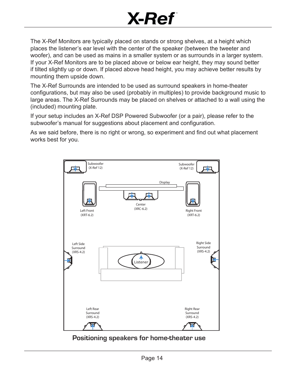 Positioning speakers for home-theater use | Emotiva X-Ref User Manual | Page 16 / 33