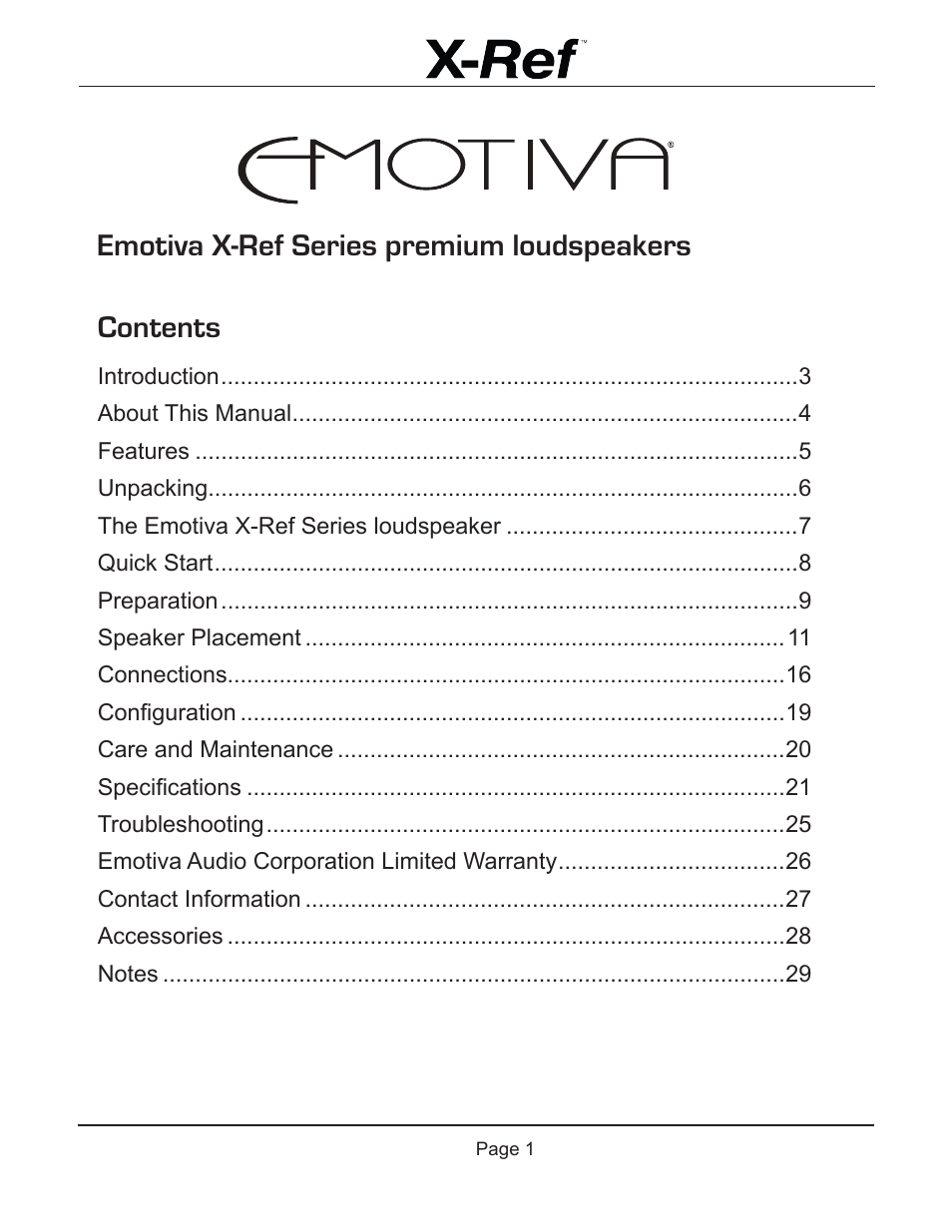 Emotiva X-Ref User Manual | Page 3 / 33
