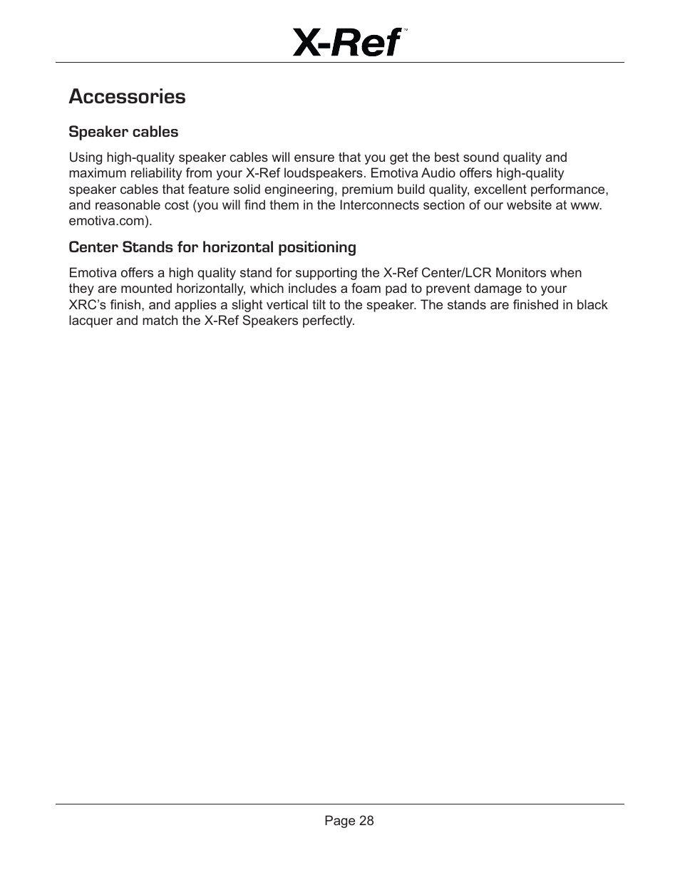 Accessories | Emotiva X-Ref User Manual | Page 30 / 33