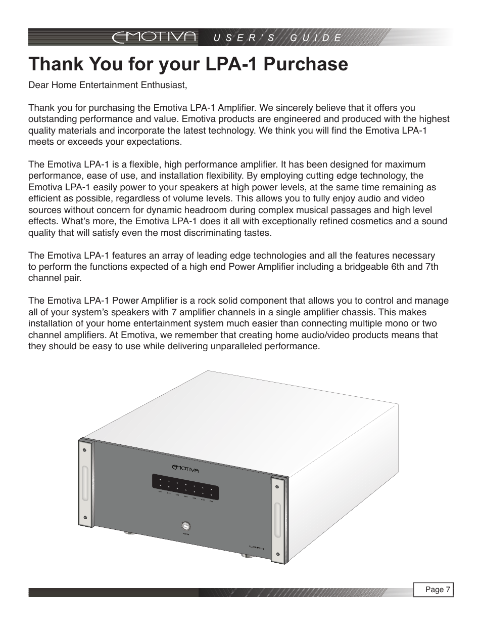 Emotiva LPA-1 User Manual | Page 7 / 26