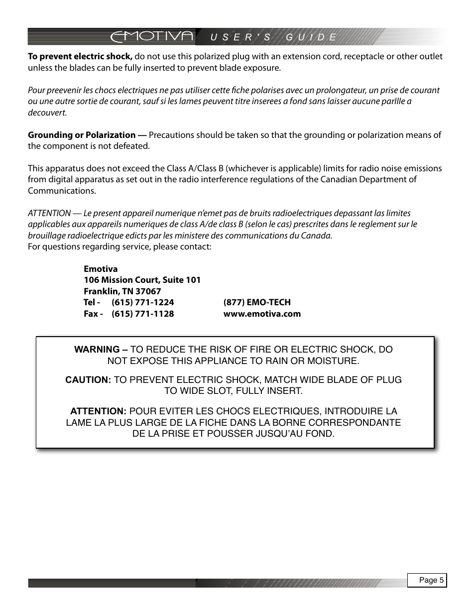 Emotiva RPA-1 User Manual | Page 5 / 28