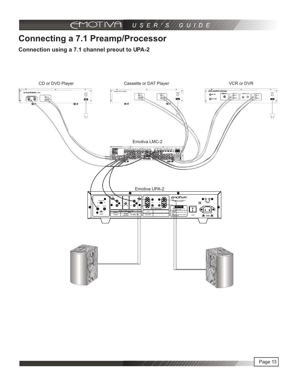 页 14, Connecting a 7.1 preamp/processor | Emotiva UPA-2 User Manual | Page 14 / 23