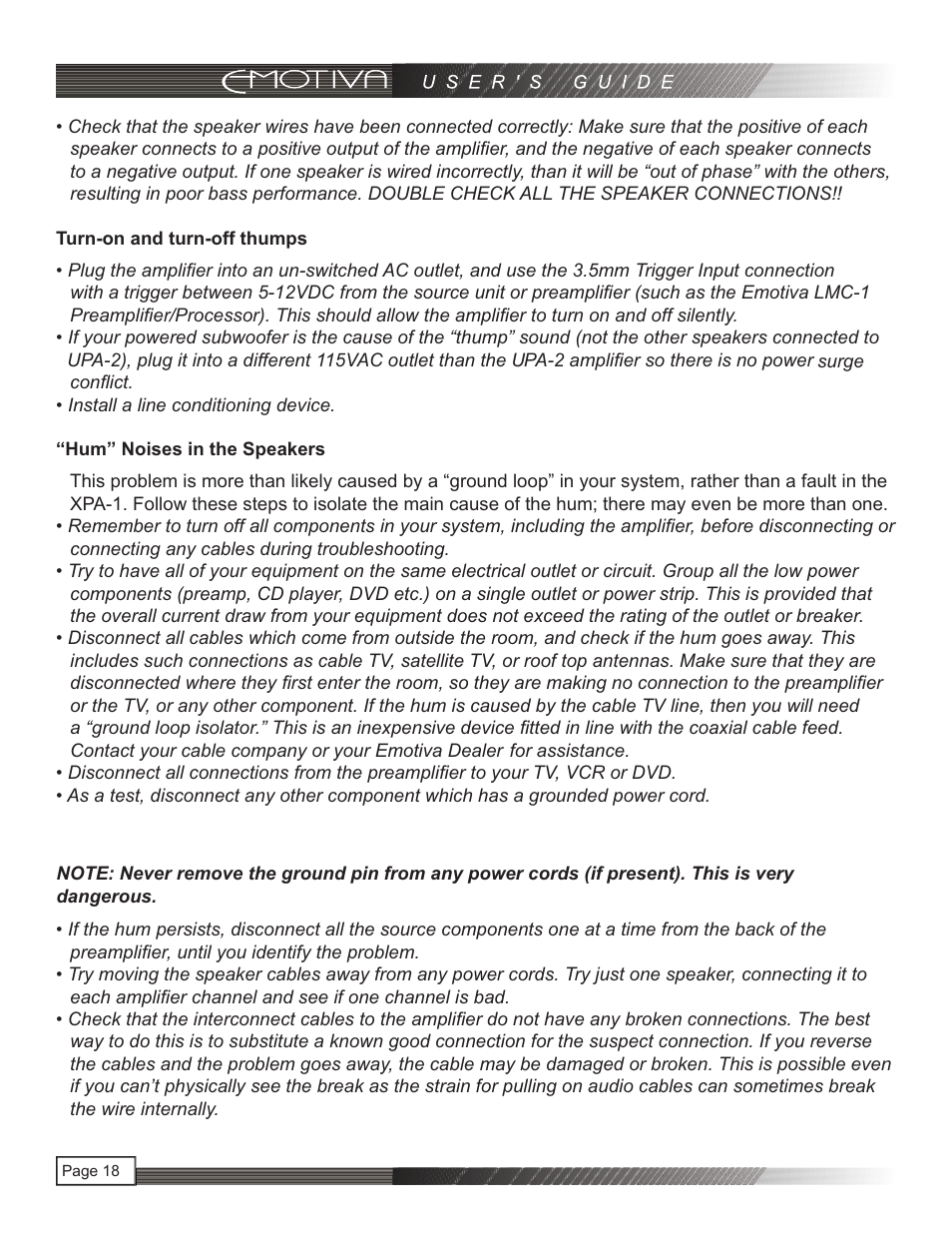 页 19 | Emotiva UPA-2 User Manual | Page 19 / 23