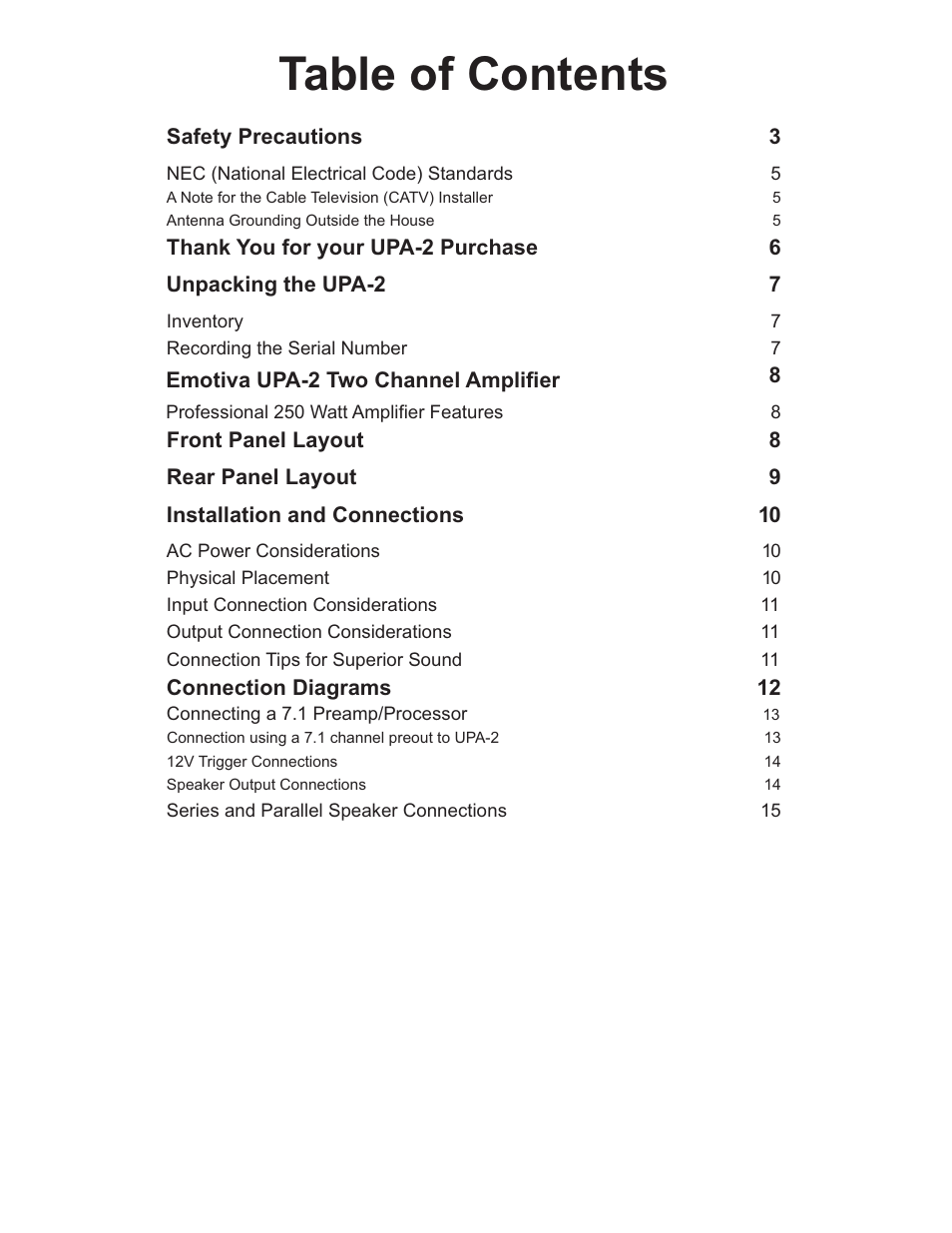 Emotiva UPA-2 User Manual | Page 2 / 23