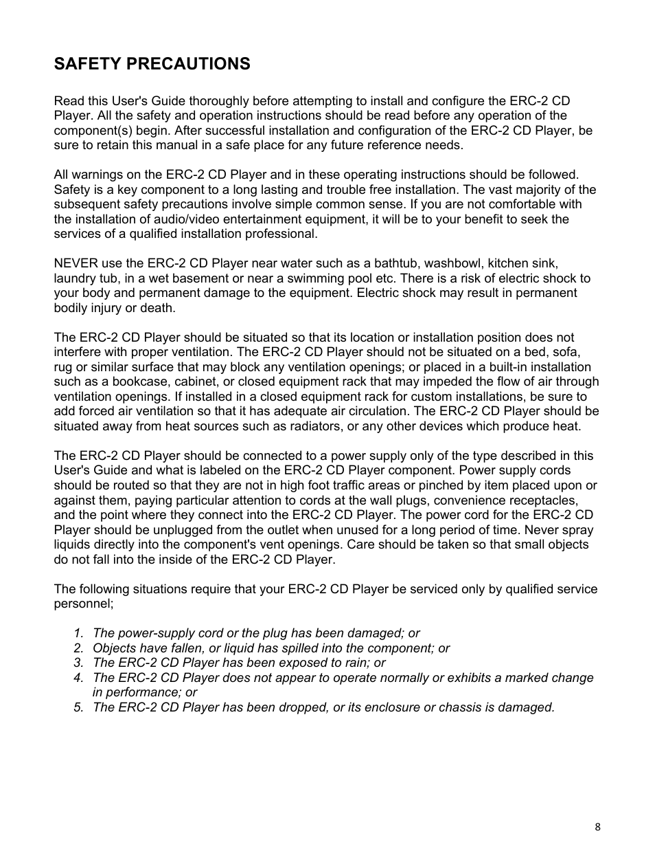 Safety precautions | Emotiva ERC-2 User Manual | Page 8 / 23