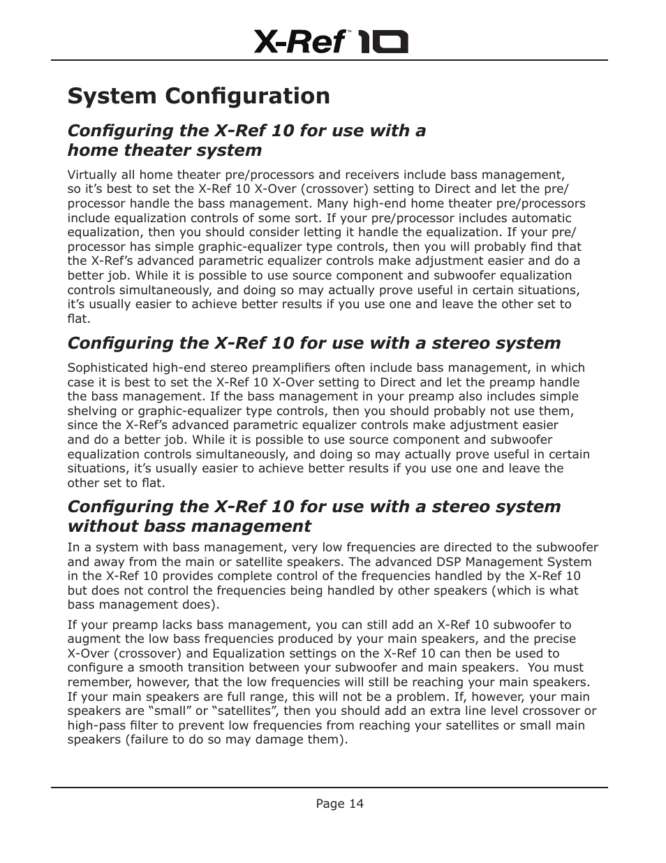 System configuration | Emotiva X-Ref 10 User Manual | Page 18 / 32