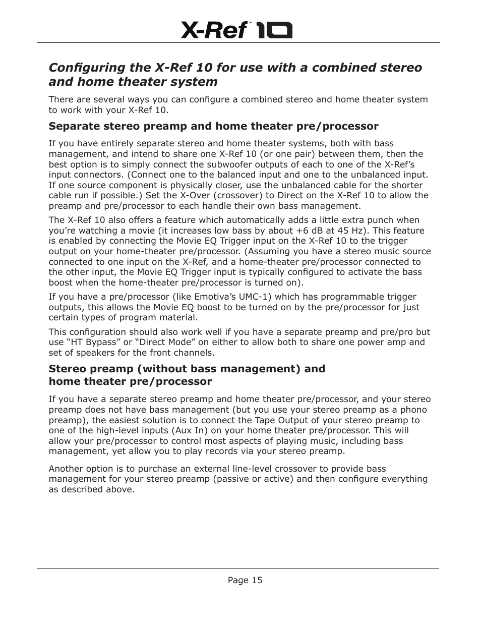 Emotiva X-Ref 10 User Manual | Page 19 / 32