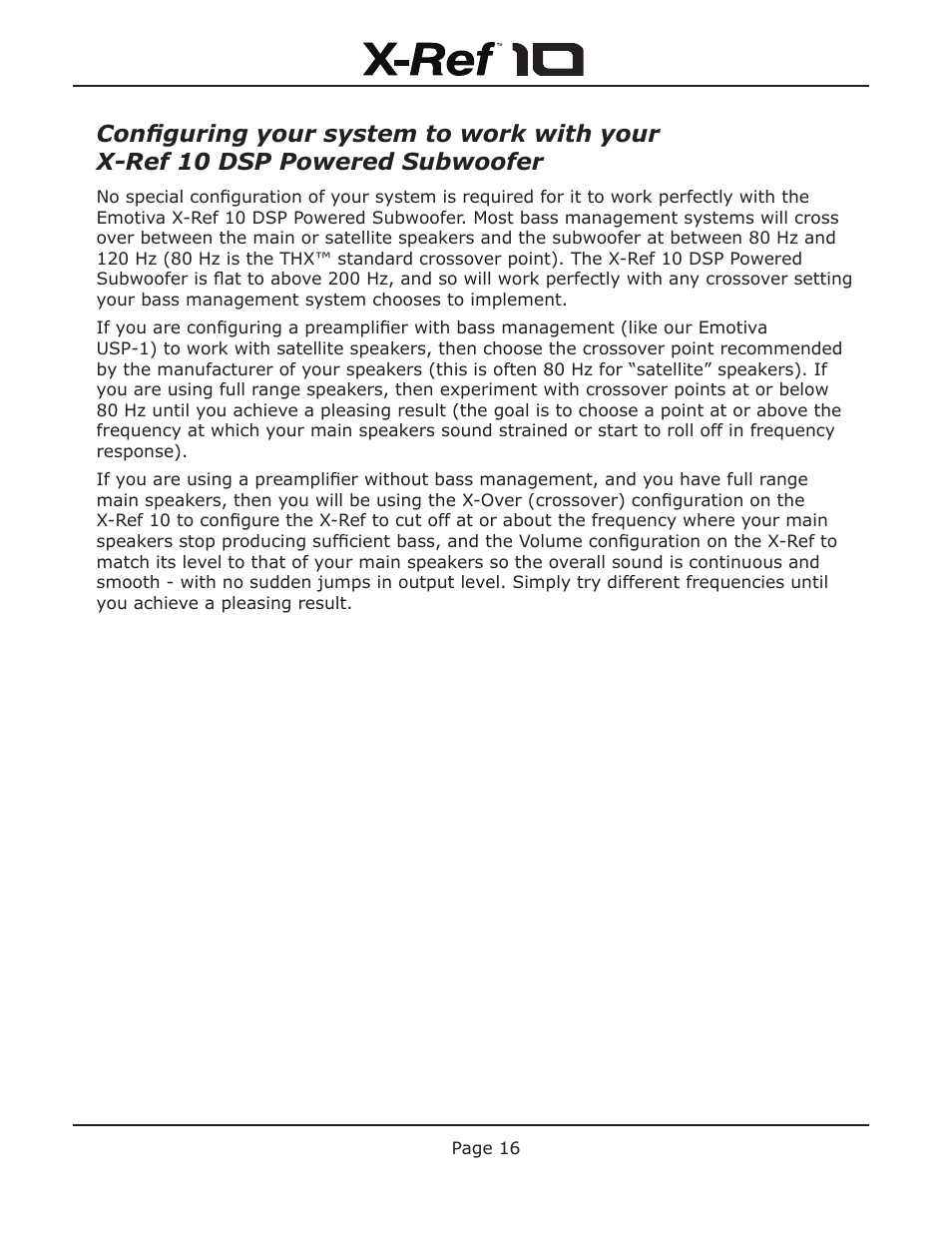 Emotiva X-Ref 10 User Manual | Page 20 / 32