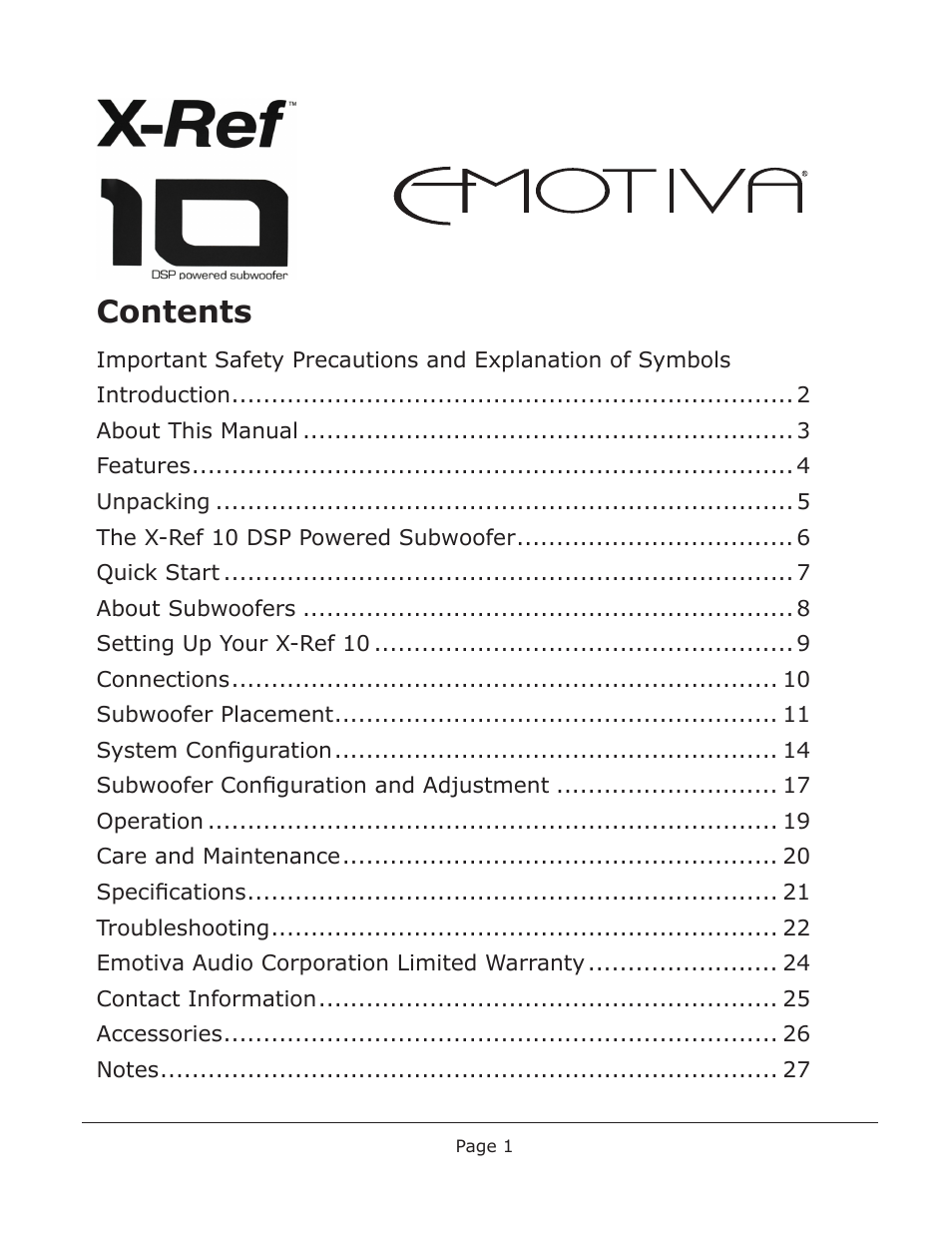 Emotiva X-Ref 10 User Manual | Page 5 / 32