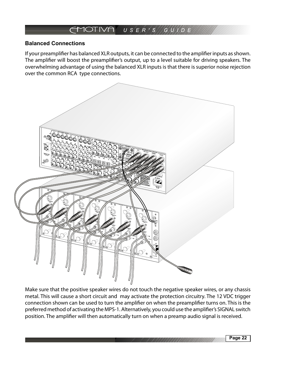 Balanced connections | Emotiva MPS-1 User Manual | Page 22 / 37