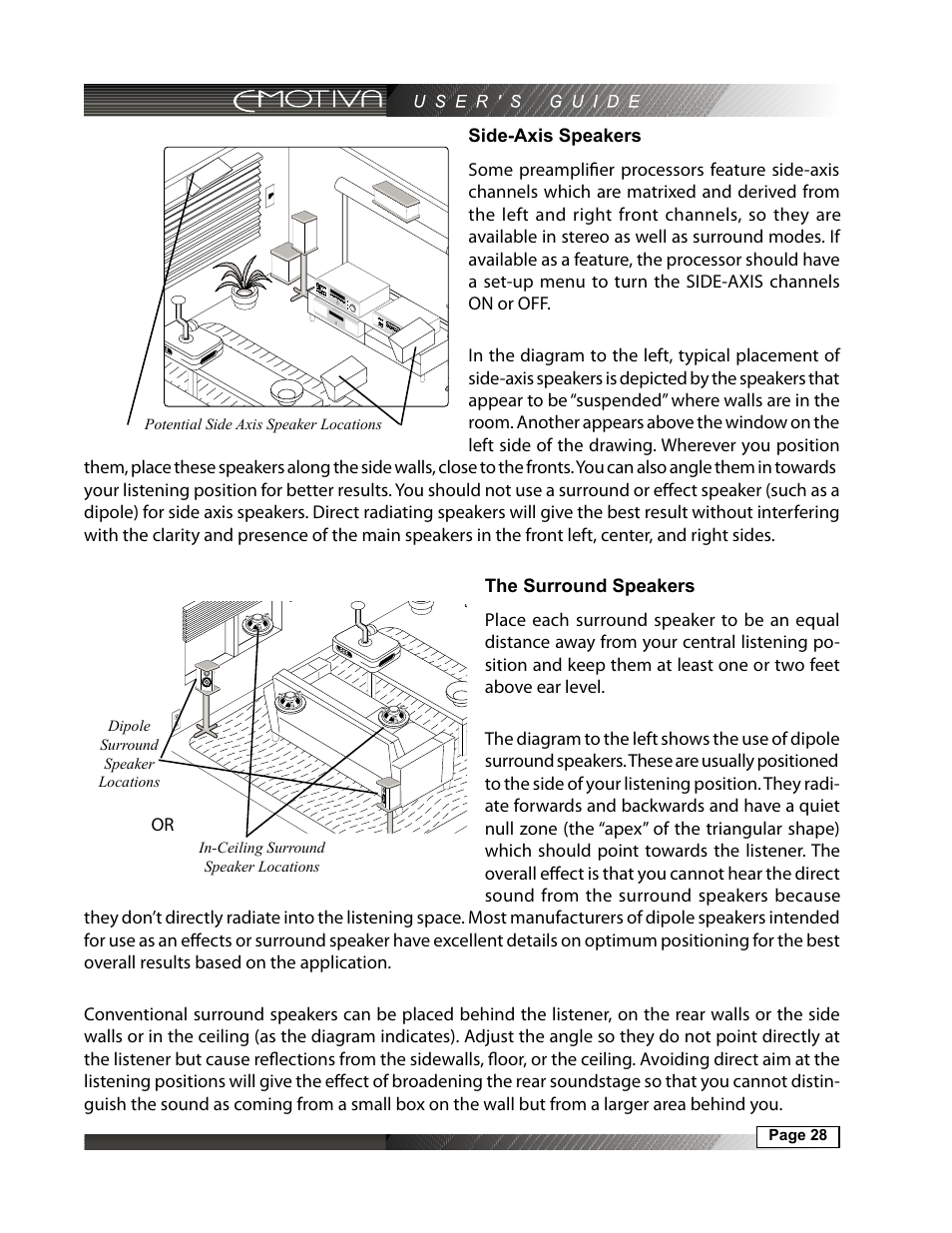 Side-axis speakers, The surround speakers | Emotiva MPS-1 User Manual | Page 28 / 37