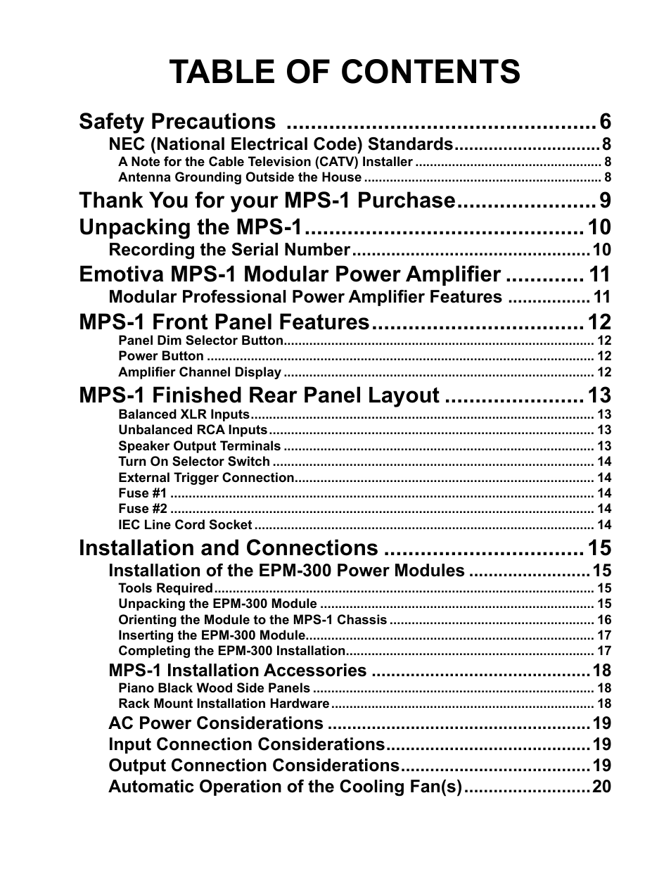 Emotiva MPS-1 User Manual | Page 3 / 37