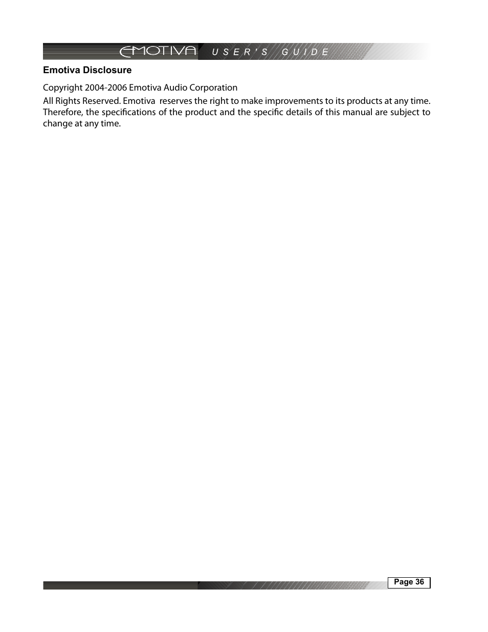 Emotiva disclosure | Emotiva MPS-1 User Manual | Page 36 / 37