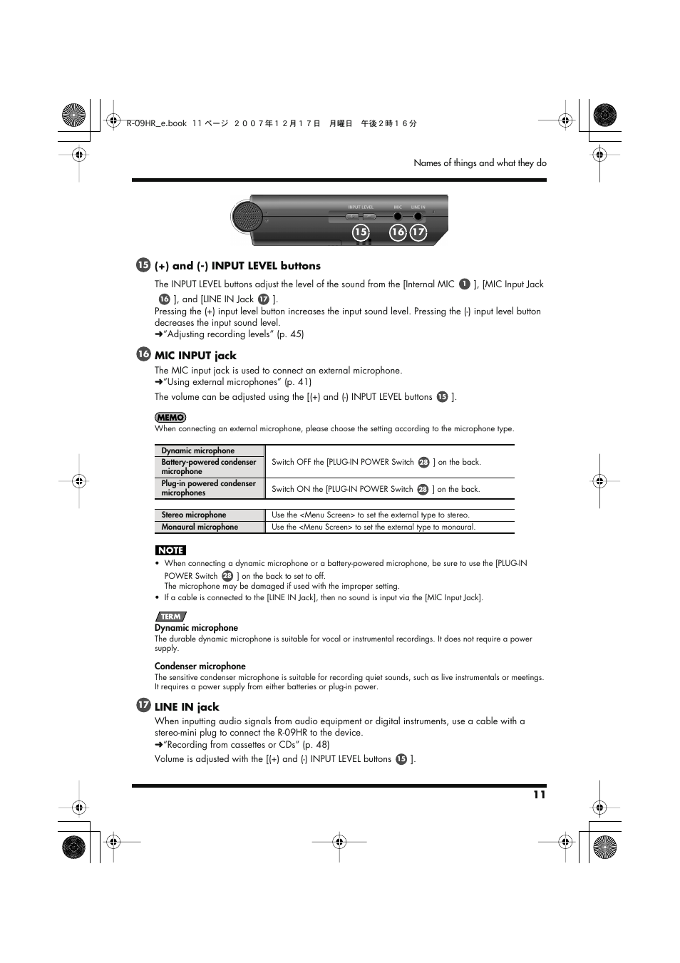 Edirol R-09HR User Manual | Page 11 / 124