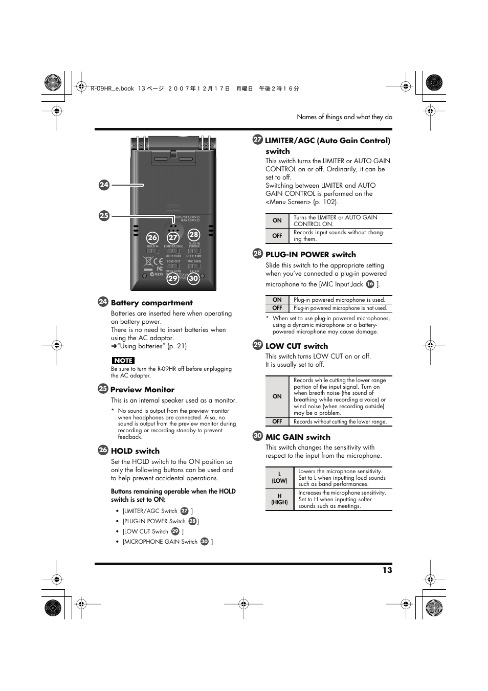 Edirol R-09HR User Manual | Page 13 / 124