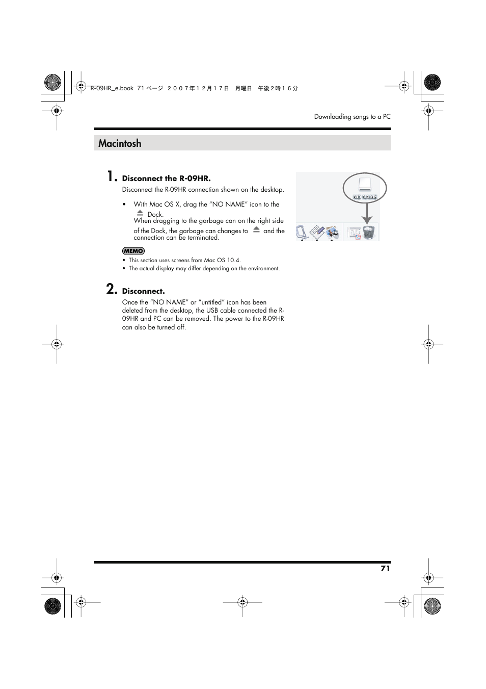 Macintosh | Edirol R-09HR User Manual | Page 71 / 124