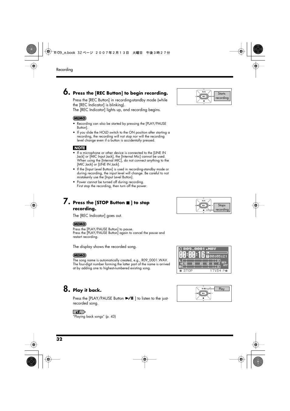 Edirol R-09 User Manual | Page 32 / 108